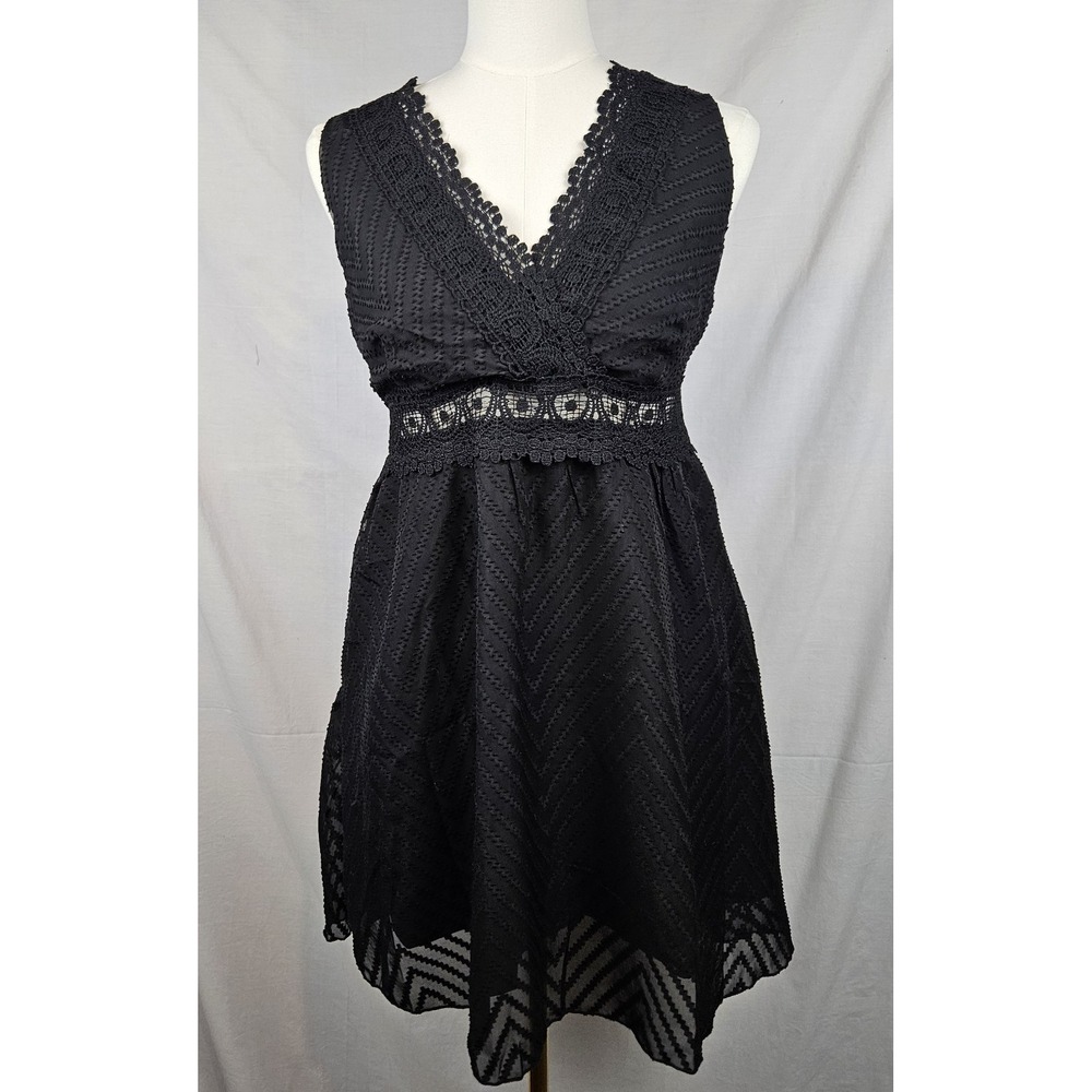 Black Fit And Flare Dress Lace‎ Insert Lg Whimsigoth Coquette Coquette Sexy Boho